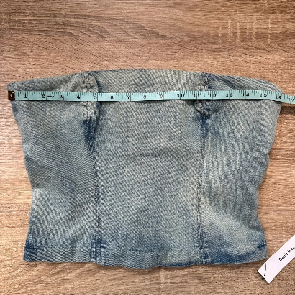 NWT Reformation Colleena Strapless Denim Top Blue 6 - Picture 8 of 16